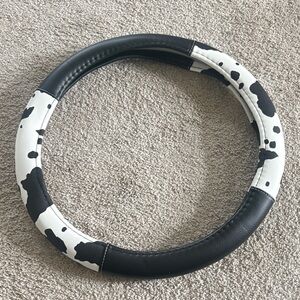 Kids Black & White Cow Print Steering Wheel Cover - Brand Not Specified